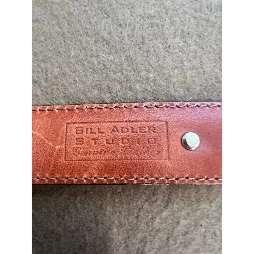 Bill Adler Brown Embosssed Western Leather Silver Concho Medallions Size 42